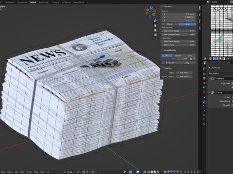 Folded Newspapers Stack 3D Model