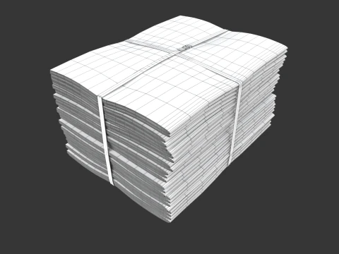 Folded Newspapers Stack 3D Model
