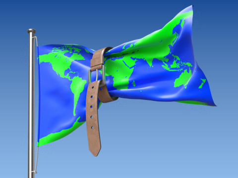 Flag with Belt conceptual of a world budget crisis 3D-Modell