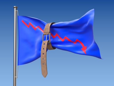 Flag with Belt conceptual of a world budget crisis 3Dモデル
