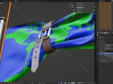 Flag with Belt conceptual of a world budget crisis 3Dモデル