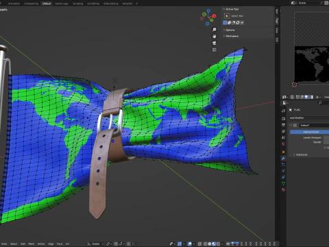 Прапор з поясом концептуальний світової бюджетної кризи 3D Модель