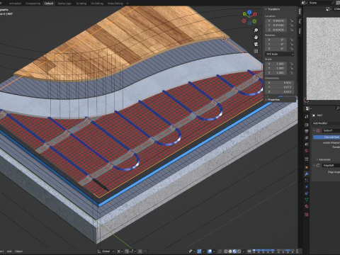 Fu&szlig;bodenheizung 3D Modell