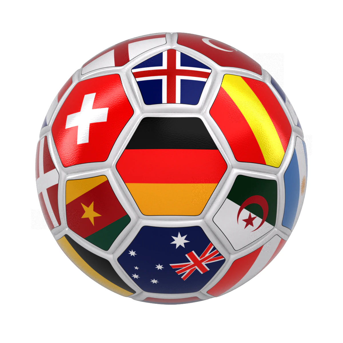Rotating soccer ball with national flags 3D Model .c4d .max .obj .3ds .fbx .stl .blend 