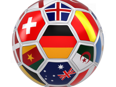 Rotating soccer ball with national flags 3D Model