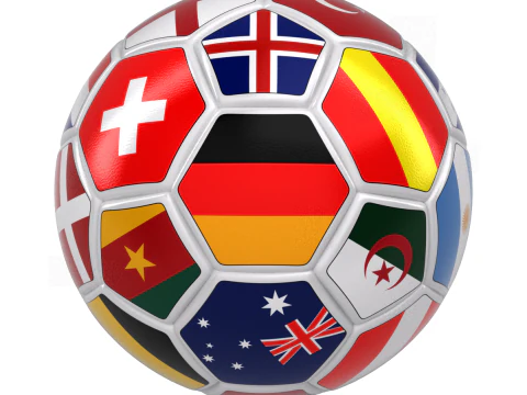 Pallone da calcio rotante con bandiere nazionali Modello 3D