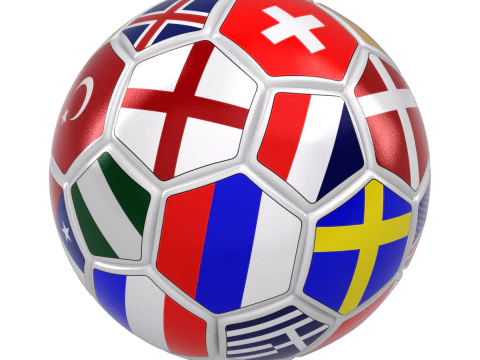 Rotating soccer ball with national flags 3D Model