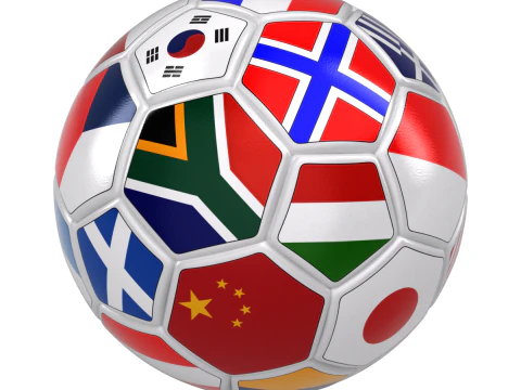 Rotating soccer ball with national flags 3D Model