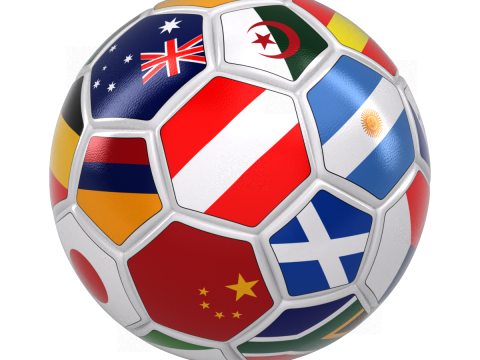 Rotating soccer ball with national flags Modèle 3D