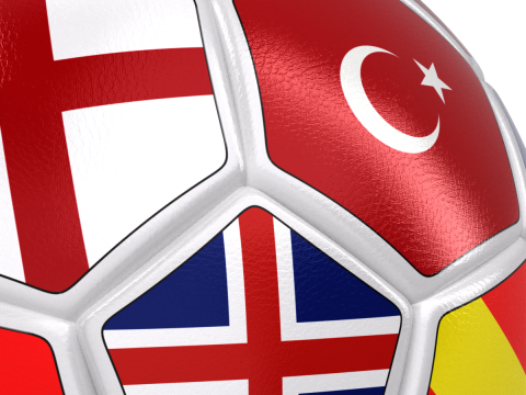 Rotating soccer ball with national flags Modèle 3D