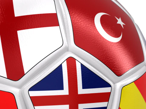 Rotating soccer ball with national flags 3D Model