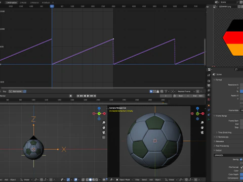 Rotating soccer ball with national flags 3D Model