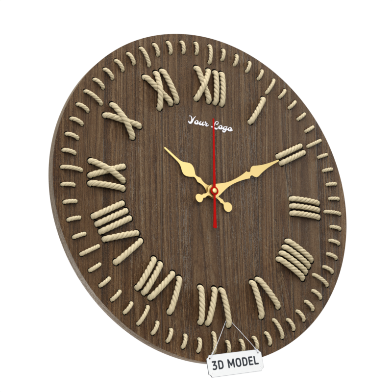 DIY Wall clock with rope numbers 3D Model .c4d .max .obj .3ds .fbx .stl .blend