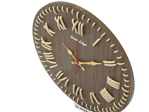 Rel&oacute;gio de parede DIY com n&uacute;meros de corda Modelo 3D