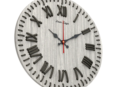 Rel&oacute;gio de parede DIY com n&uacute;meros de corda Modelo 3D