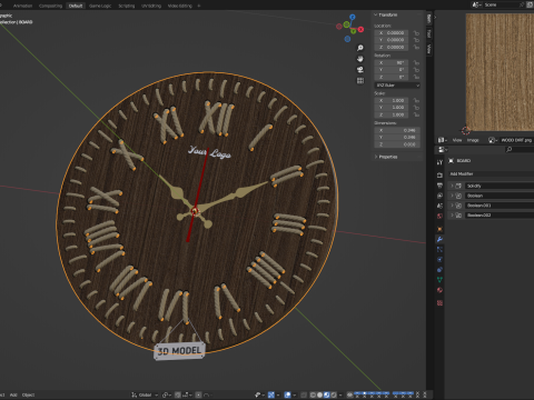 DIY Wall clock with rope numbers 3D Model
