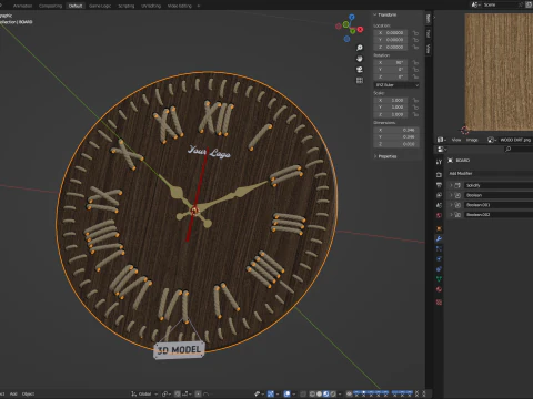 Rel&oacute;gio de parede DIY com n&uacute;meros de corda Modelo 3D