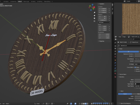 DIY Wall clock with rope numbers 3D Model
