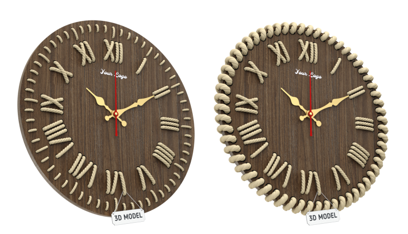 DIY Wall clock with rope numbers 3D Модель .c4d .max .obj .3ds .fbx .stl .blend