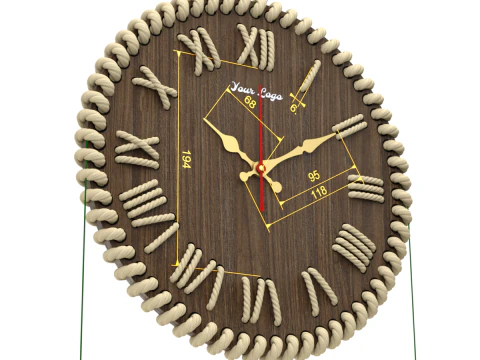 Rel&oacute;gio de parede DIY com n&uacute;meros de corda Modelo 3D