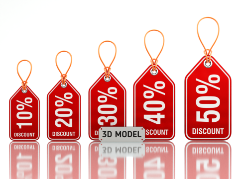 Discount Label Set 3D Модель