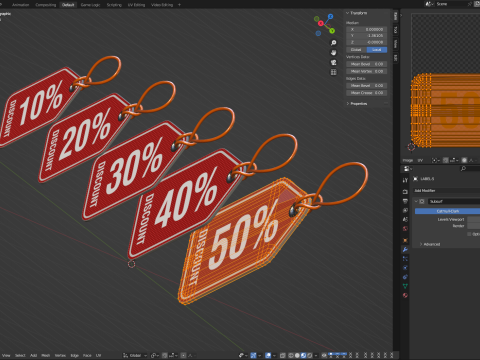 Discount Label Set 3D Модель
