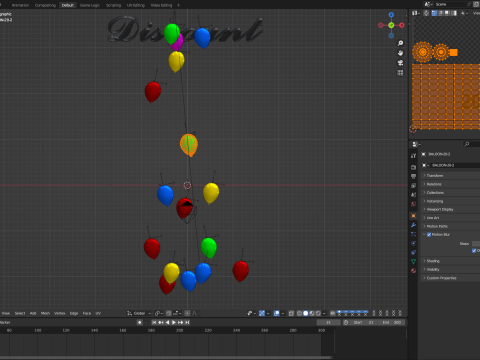 Falling balloons in a looping animation 3D-Modell