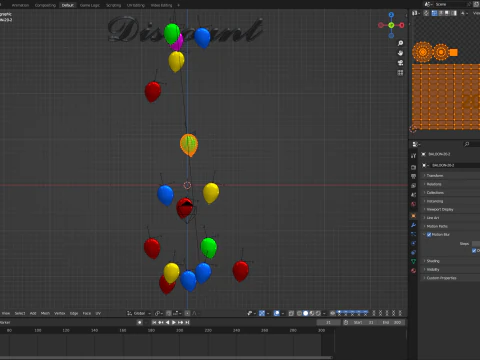 Falling balloons in a looping animation 3D Model