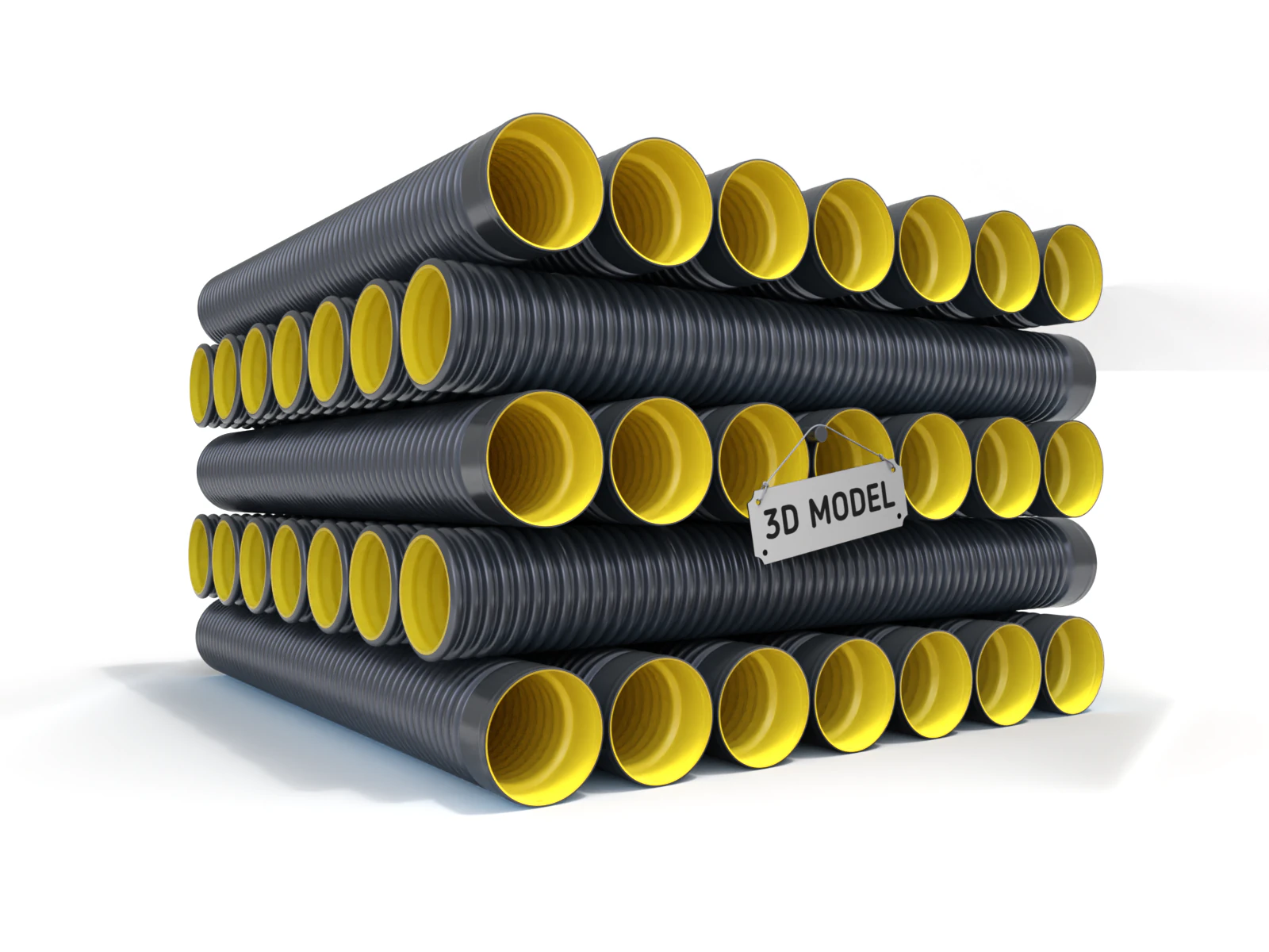 HDPE Corrugated Pipes 3D Model .c4d .max .obj .3ds .fbx .stl .blend 