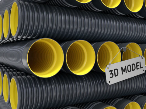 HDPE Corrugated Pipes 3D Model