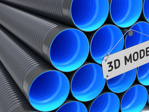 HDPE Corrugated Pipes 3D Model
