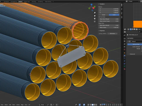 HDPE Corrugated Pipes 3D Model