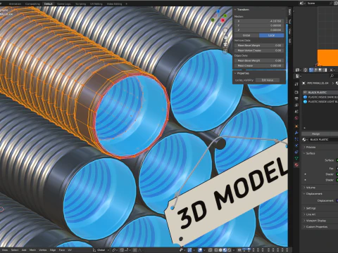 HDPE Corrugated Pipes 3D Model