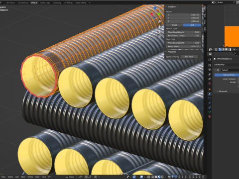 HDPE Corrugated Pipes 3D Model