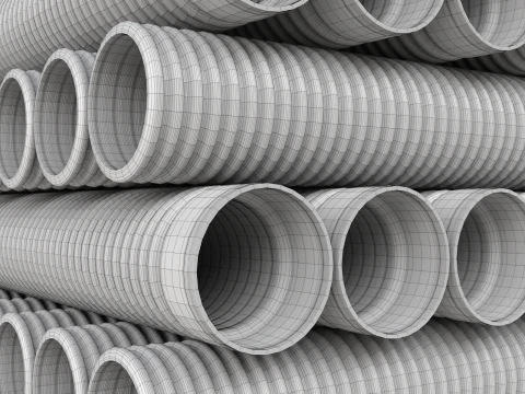 HDPE Corrugated Pipes 3D Model