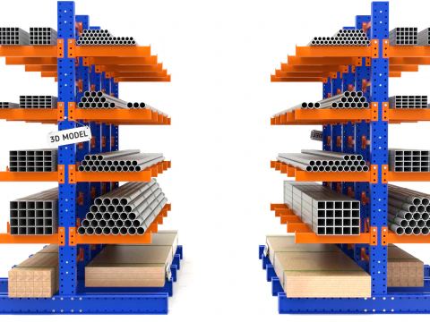 Syst&egrave;me de rayonnage en porte-&agrave;-faux Modèle 3D