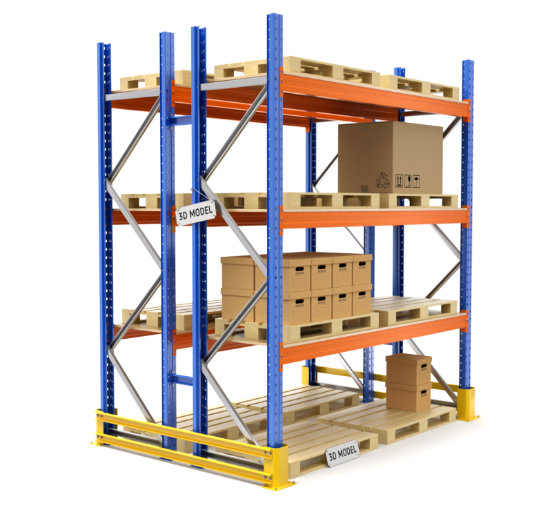 Pallet Racking System Model 3D .c4d .max .obj .3ds .fbx .stl .blend