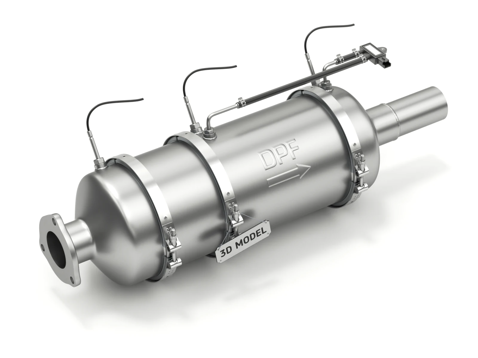 DPF - Diesel Particular Filter 3D Model .c4d .max .obj .3ds .fbx .stl .blend