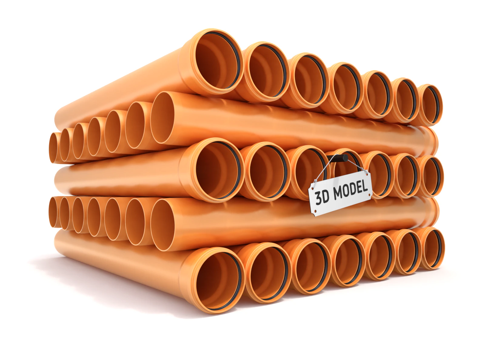 Plastic Sewer Pipes 3D Model .c4d .max .obj .3ds .fbx .stl .blend