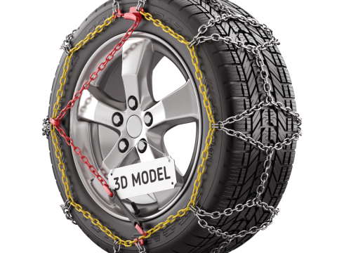 Snow Chain On The Tire Modello 3D