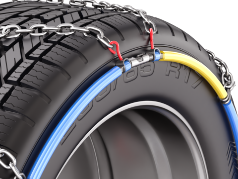 Snow Chain On The Tire Modello 3D