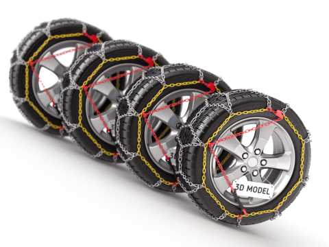 Snow Chain On The Tire Modello 3D