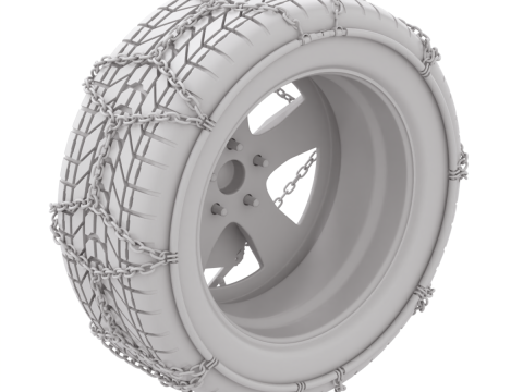 Snow Chain On The Tire Modello 3D
