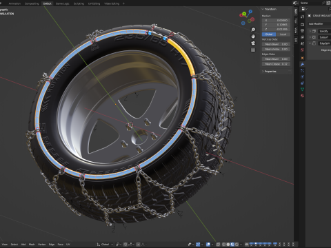 Snow Chain On The Tire Modello 3D