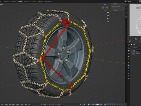 Snow Chain On The Tire Modello 3D
