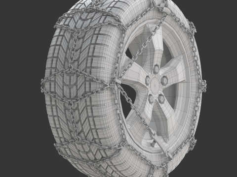 Snow Chain On The Tire Modello 3D