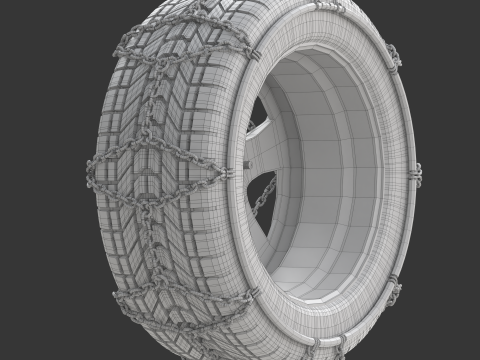 Snow Chain On The Tire Modello 3D