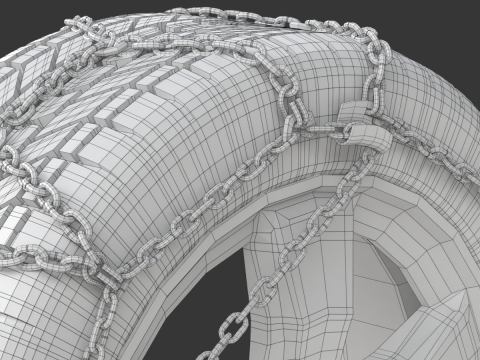 Snow Chain On The Tire Modello 3D