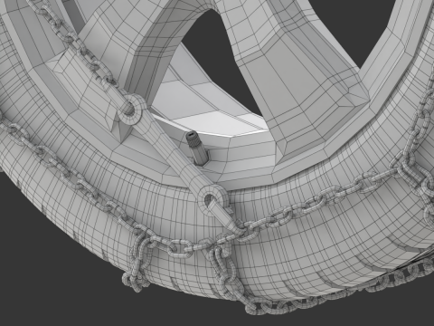 Snow Chain On The Tire Modello 3D