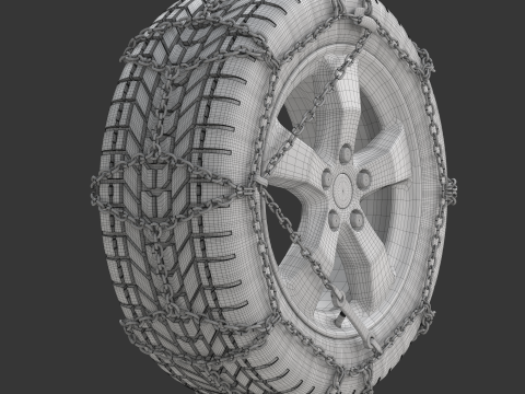 Snow Chain On The Tire Modello 3D